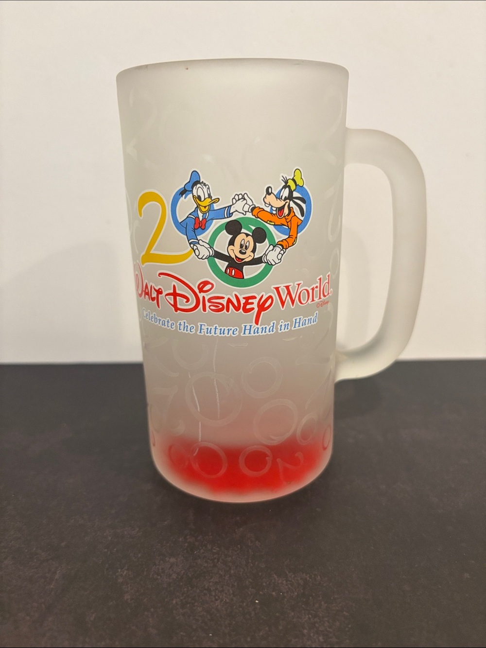 Vintage 2000 Walt Disney World Millennium Frosted Glass